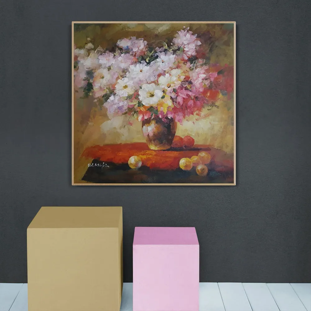 Cuadro Jarrón Flores 80x80 cm