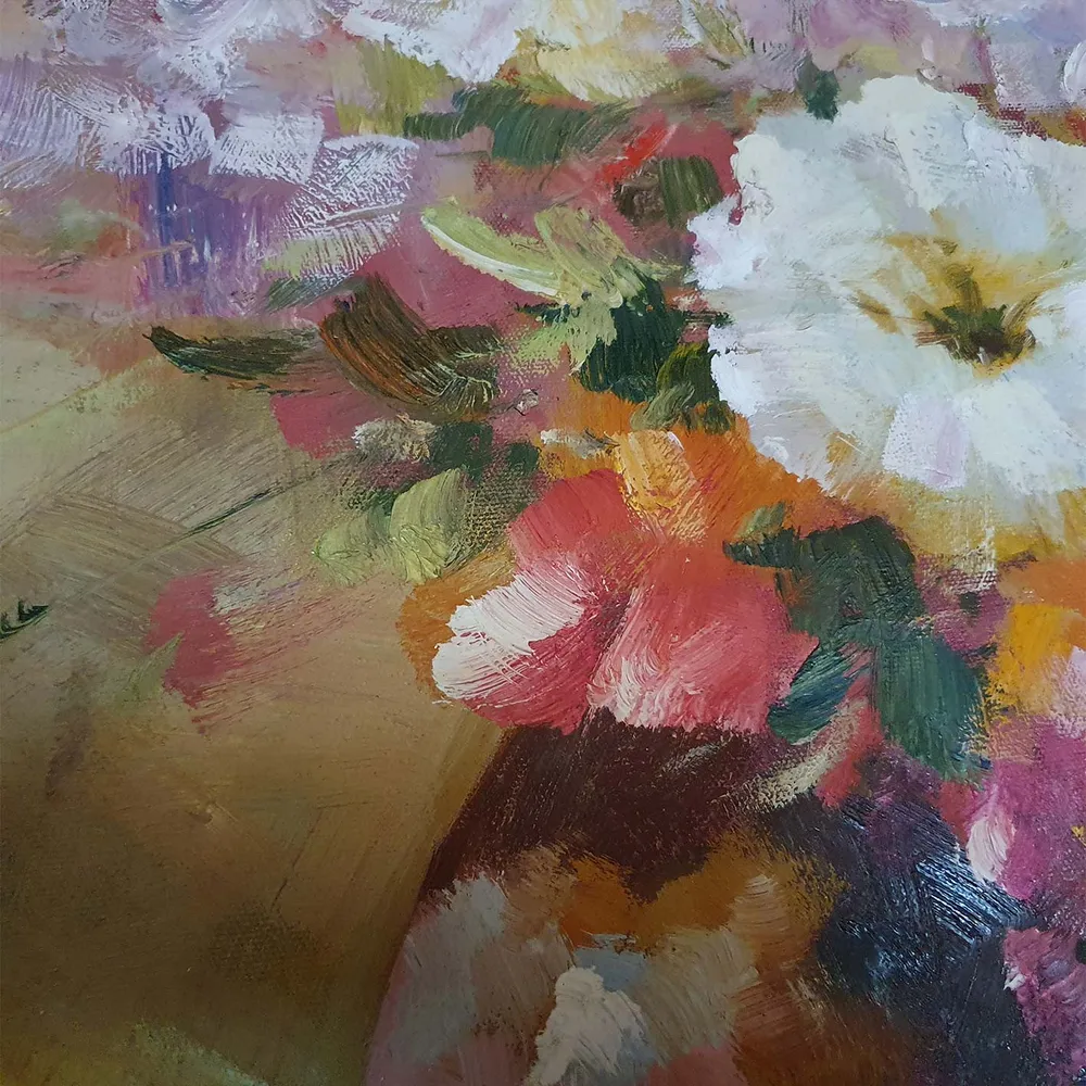 Cuadro Jarrón Flores 80x80 cm