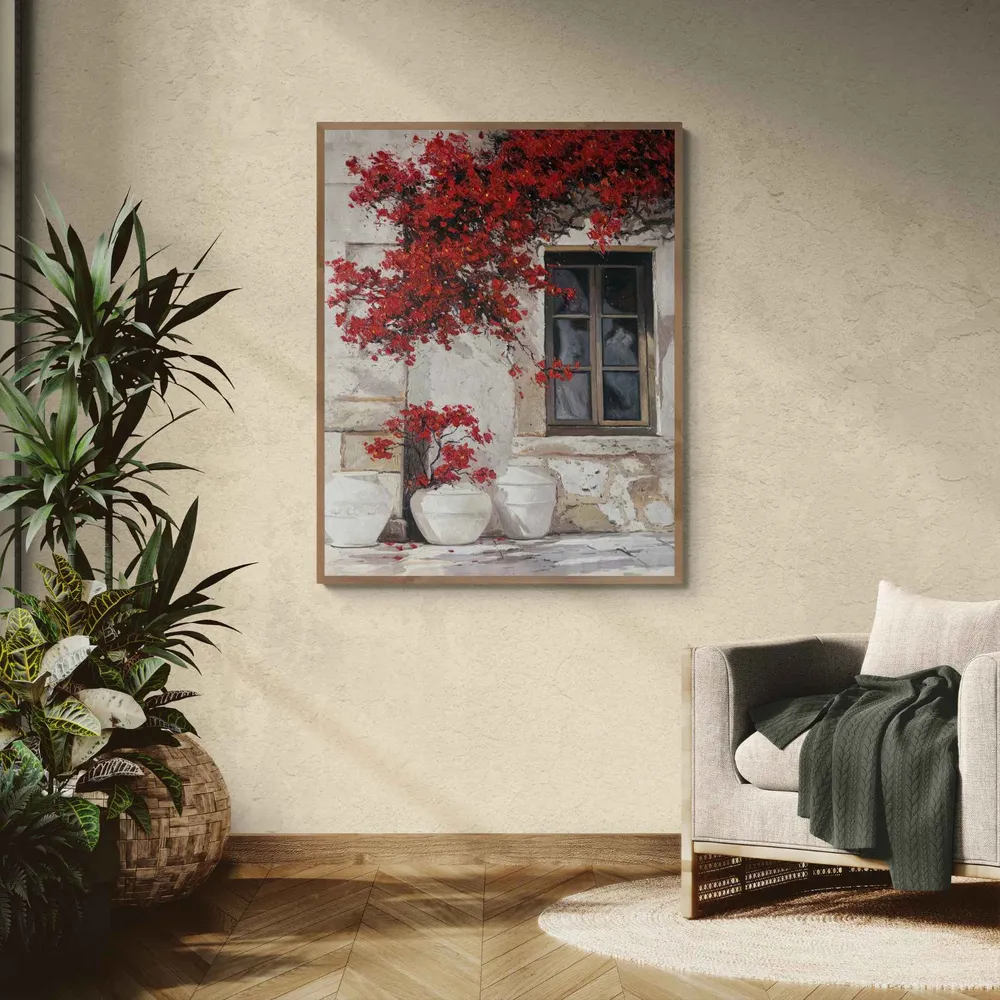 Cuadro al Óleo Fachada con Buganvilias 82x102 cm