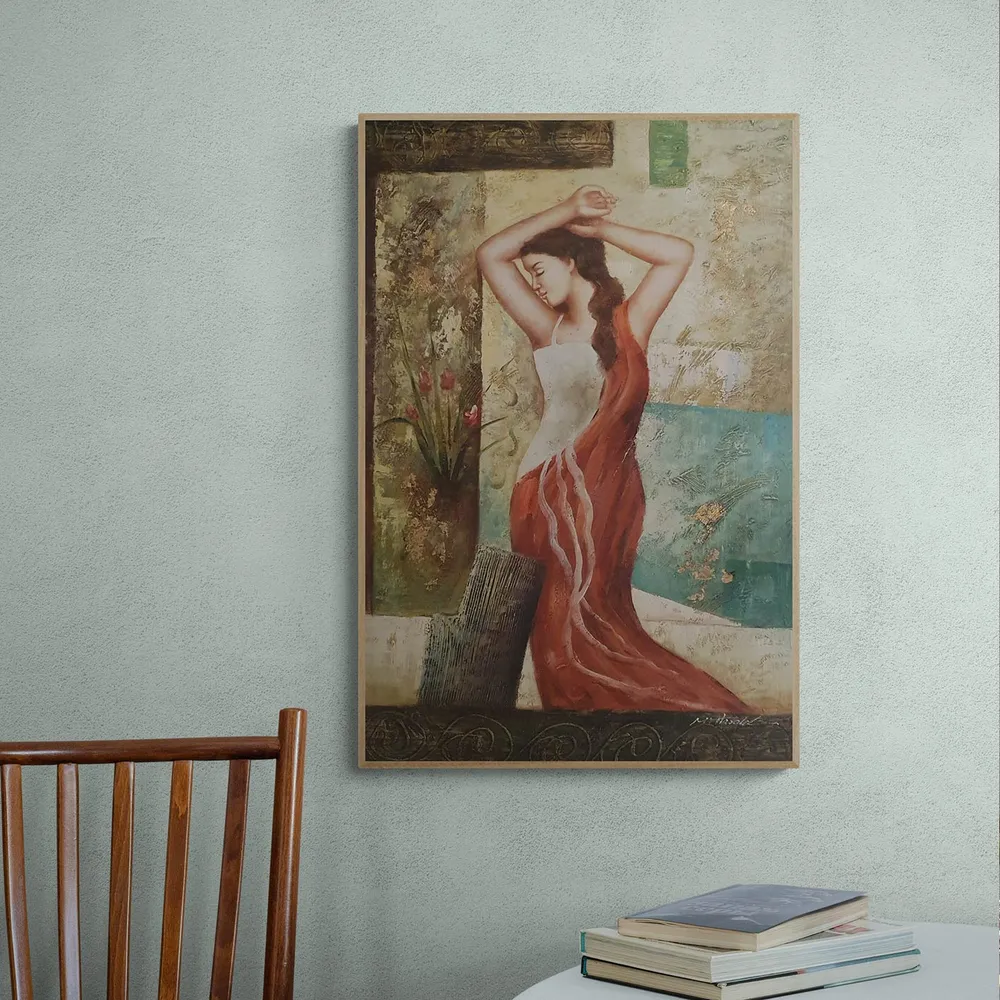 Cuadro Mujer con Vestido Rojo 60x90 cm