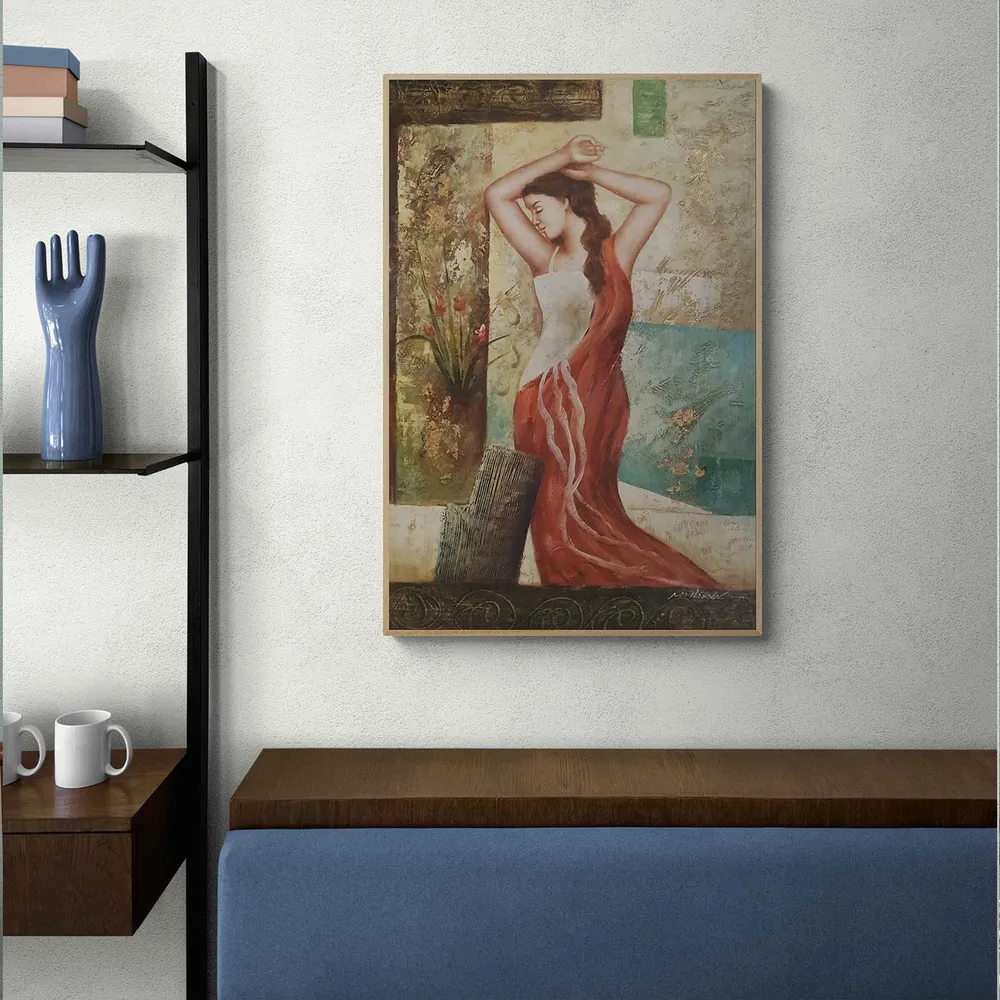 Cuadro Mujer con Vestido Rojo 60x90 cm