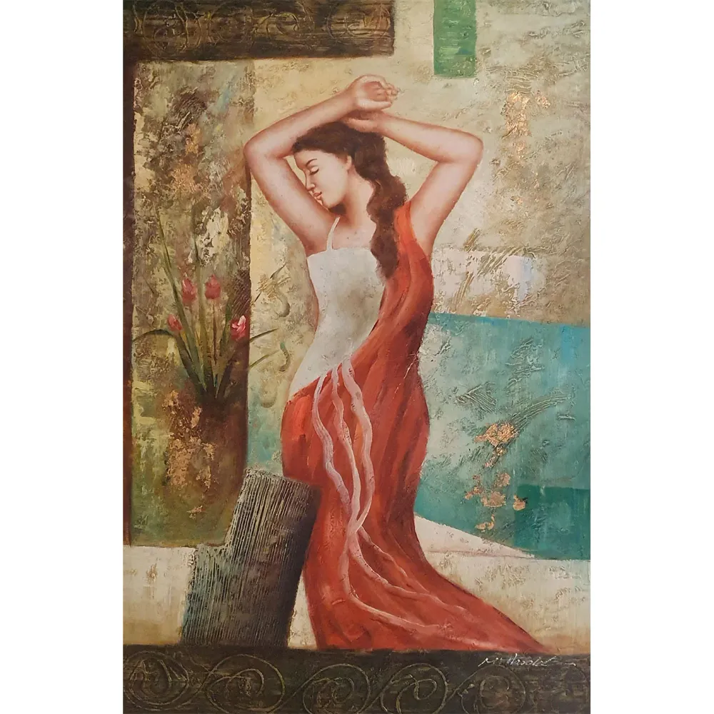 Cuadro Mujer con Vestido Rojo 60x90 cm
