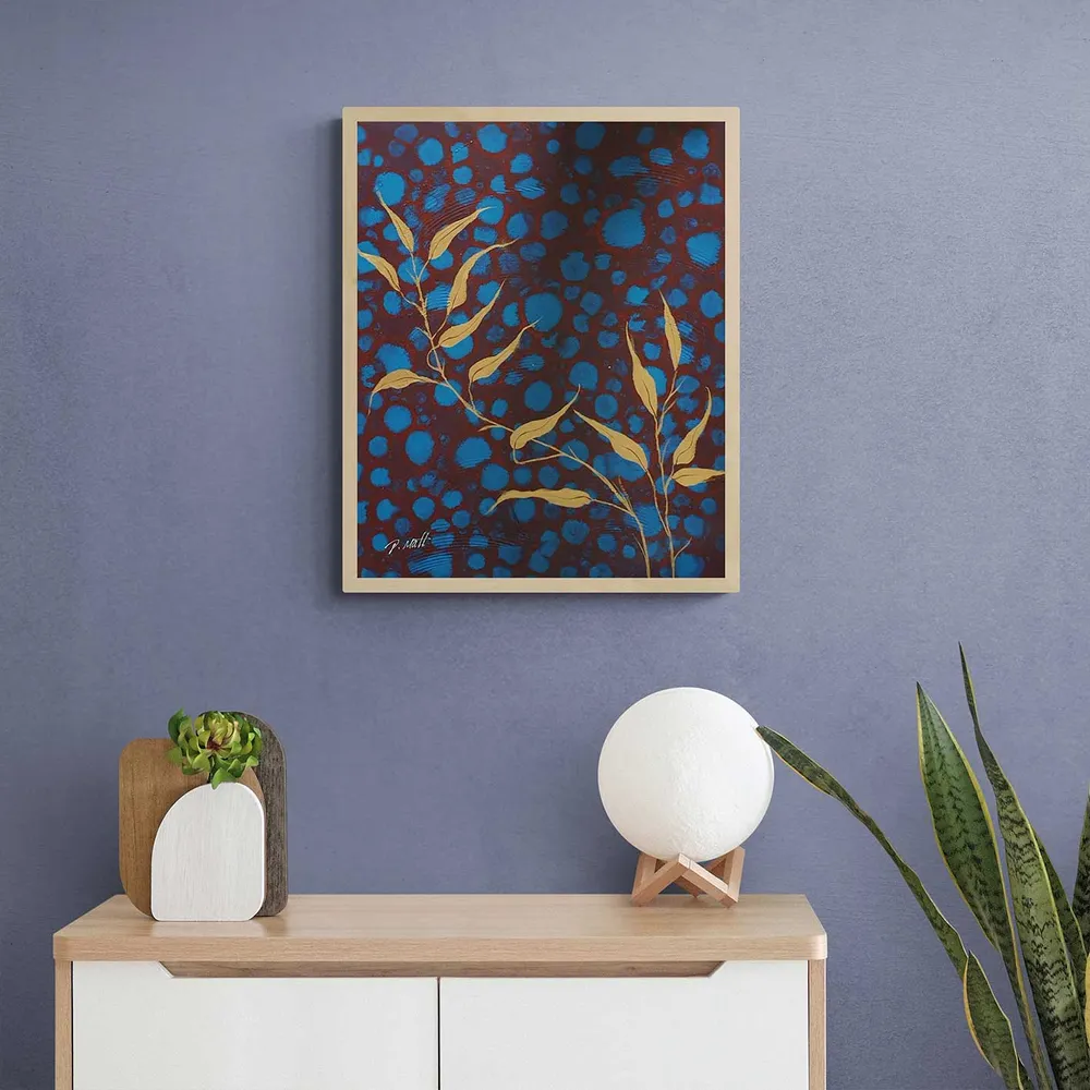 Cuadro Ramas Azul y Dorado al Óleo – Pintado Mano
