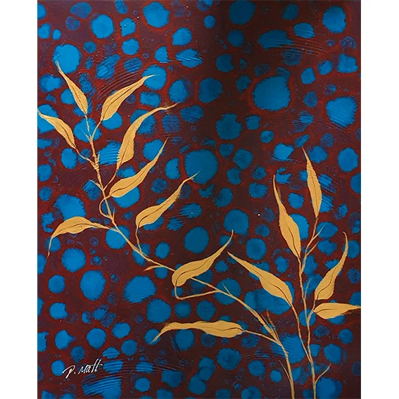 Cuadro Ramas Azul y Dorado al Óleo – Pintado Mano