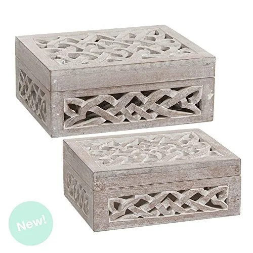 Cajas madera natural tallada rectangular damdamgo