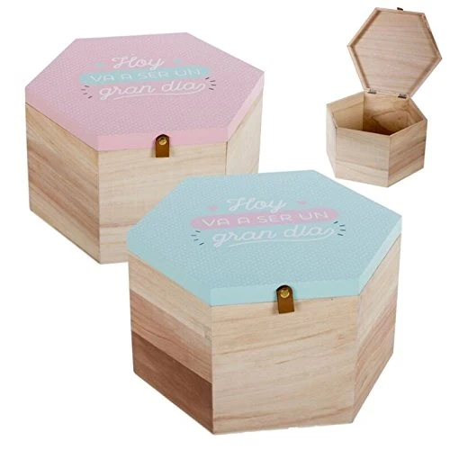 Juego de 2 cajas madera frase "GRAN DIA" . damdamgo