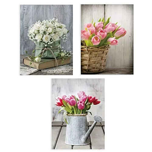 Set 3 Cuadro Lienzo Flores 30x40 cm damdamgo
