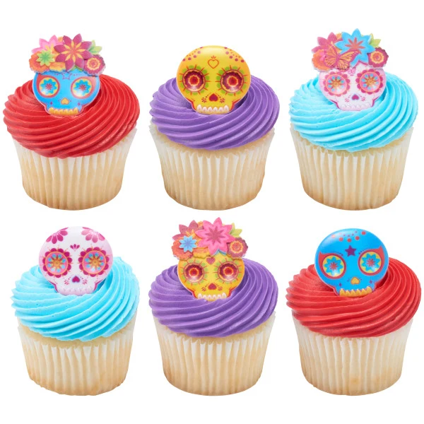 Anillos para cupcakes con máscara de La Calavera Decopac