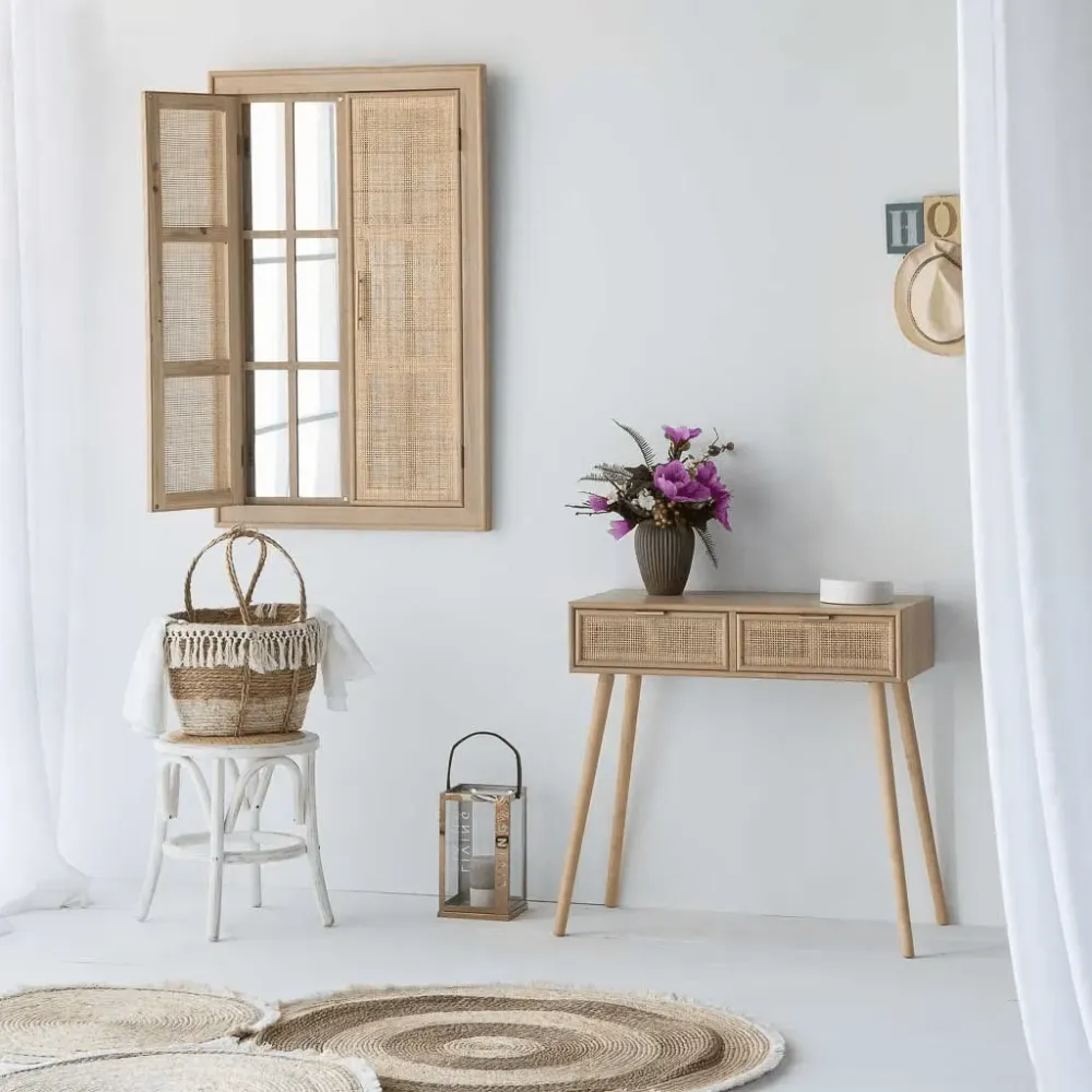 Espejo ventana Puertecillo madera con junco Decopeltre
