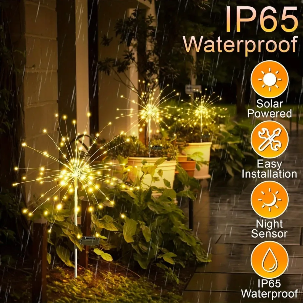 Decoración 420 Led Flor c/ Panel Solar Recargable