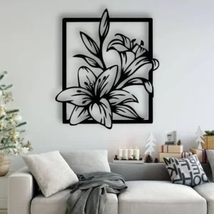 Decorative wall art black floral design 100*86cm