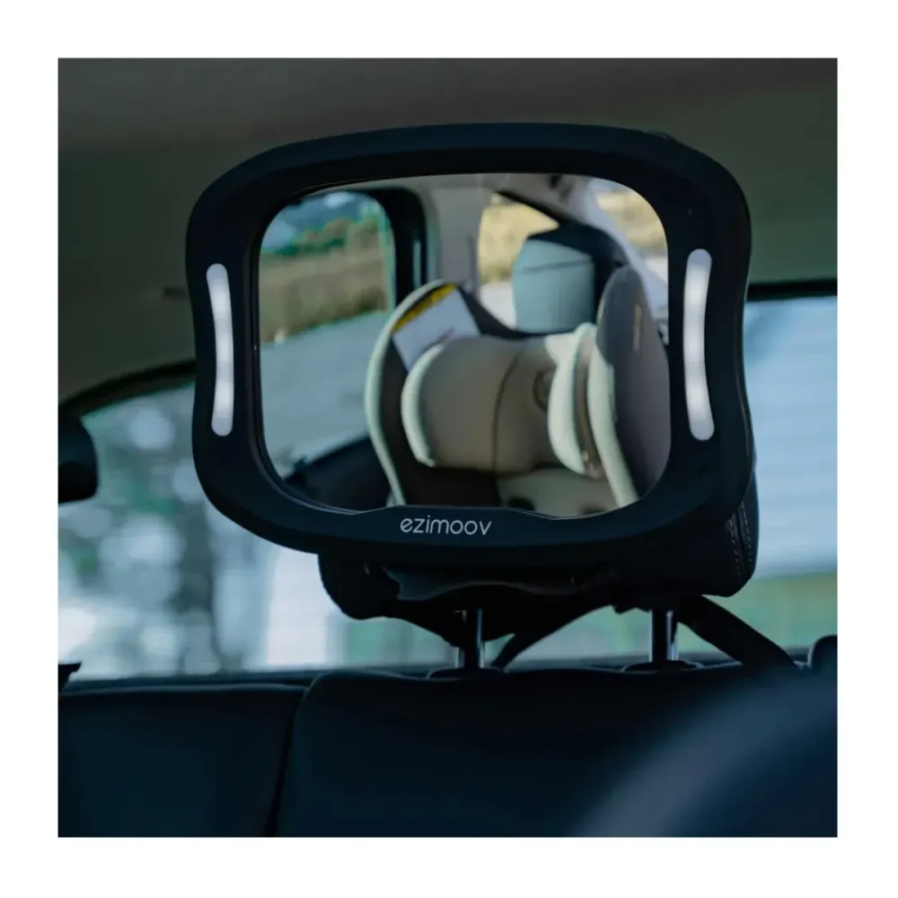 ESPEJO RECTANGULAR DE BEBÉ PARA AUTO CON LUZ LED EZIMOOV