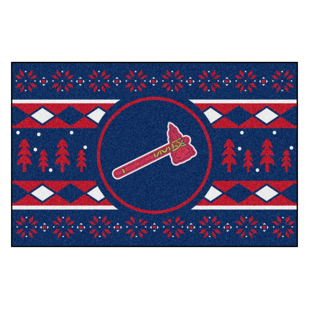 MLB - Alfombra navideñ con diseño de los Atlanta Braves Tomahawk - 19 x 30 pulgadas. FANMATS
