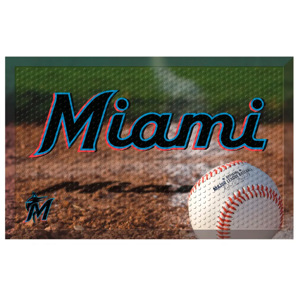 MLB - Alfombrilla de goma para puerta con raspador de los Miami Marlins FANMATS