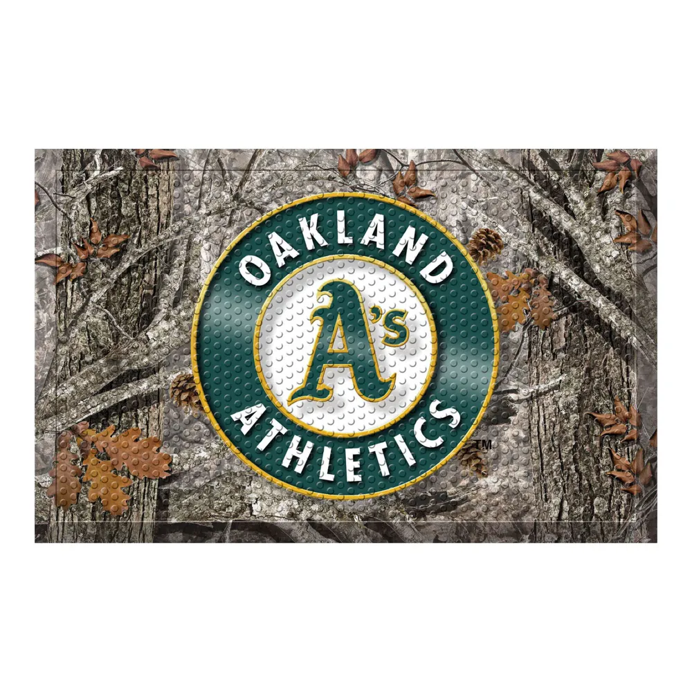 MLB - Alfombrilla de goma para puerta con diseño de camuflaje de los Oakland Athletics FANMATS