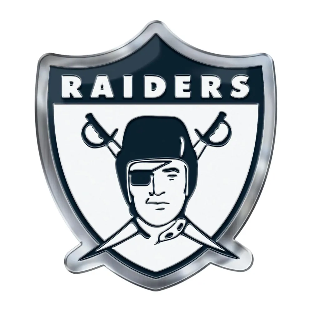 NFL - Emblema de aluminio resistente de color blanco de Las Vegas Raiders FANMATS