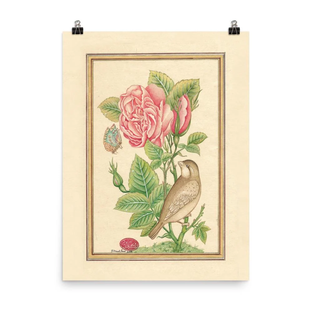 Flores y el pájaro - Póster Farzaneh Ebadifard