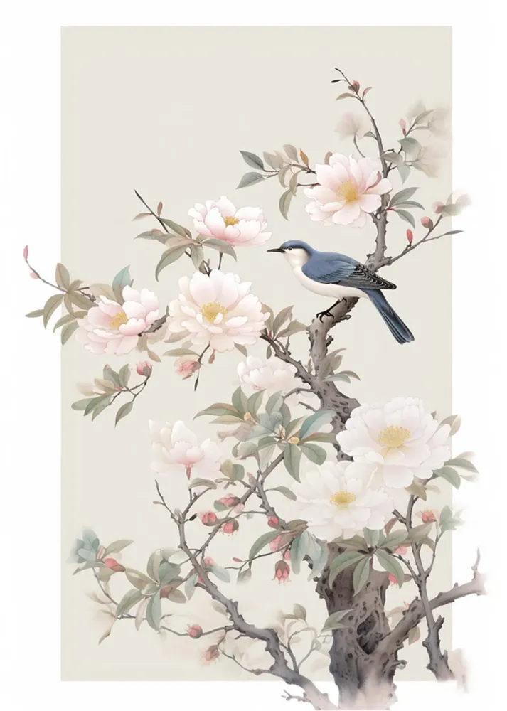 Bird flowy tree Fine Artic
