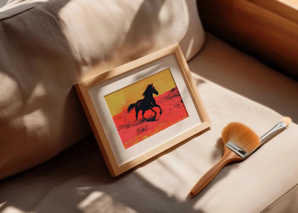 Caballo corriendo en colores cálidos Fine Artic
