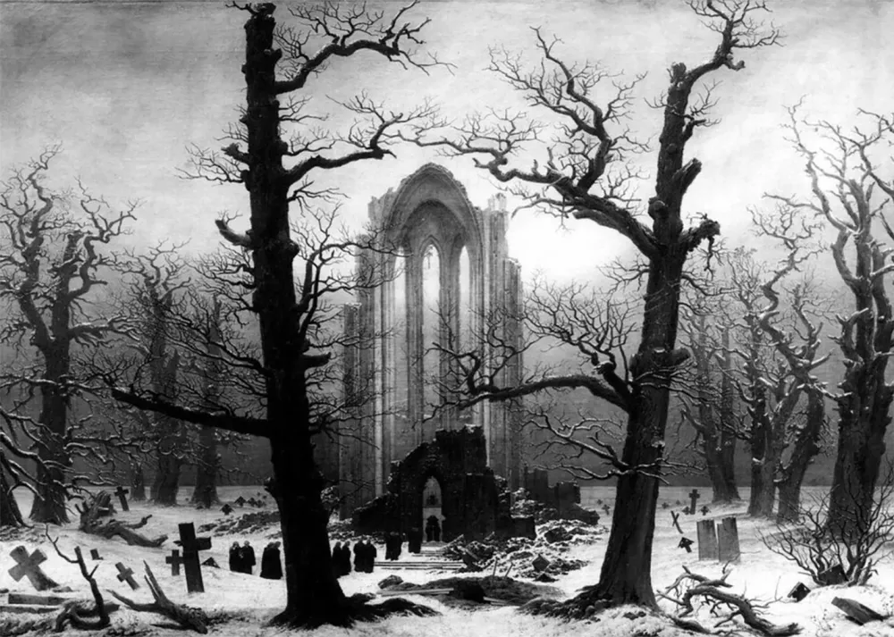 Cementerio del monasterio en la nieve (Friedrich) Fine Artic