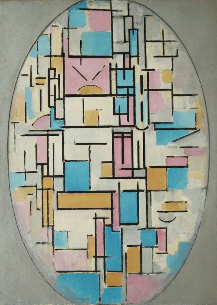 Composicion en óvalo con colores planos (Mondrian) Fine Artic