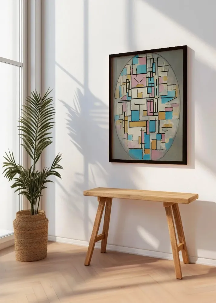 Composicion en óvalo con colores planos (Mondrian) Fine Artic