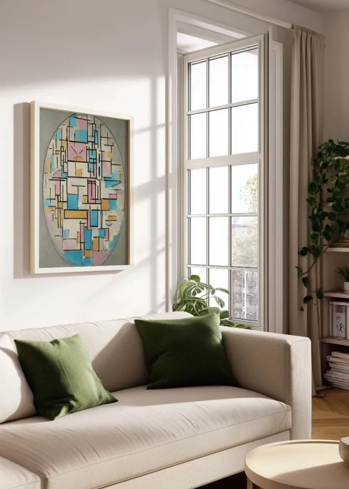 Composicion en óvalo con colores planos (Mondrian) Fine Artic