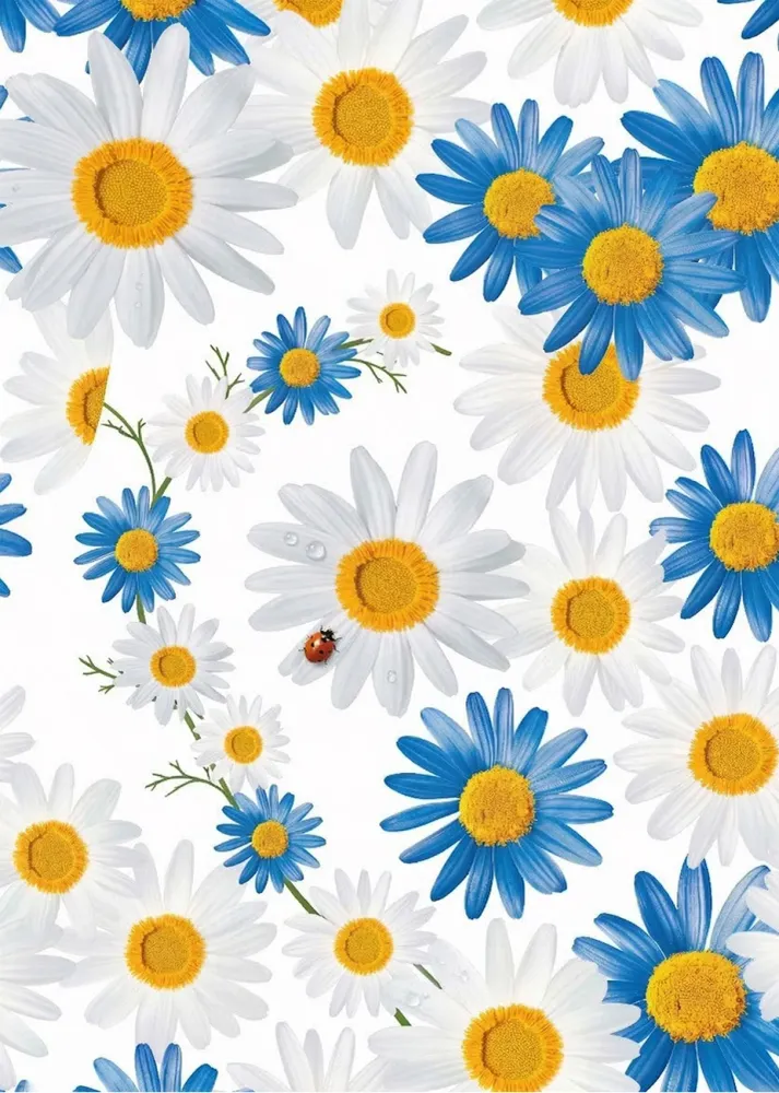 Estampado de flores blancas y azules Fine Artic