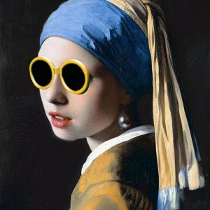 La joven de la perla con gafas Fine Artic