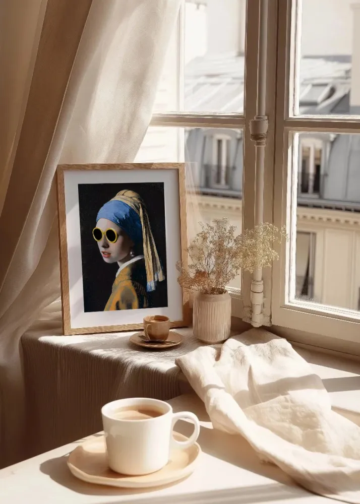 La joven de la perla con gafas Fine Artic