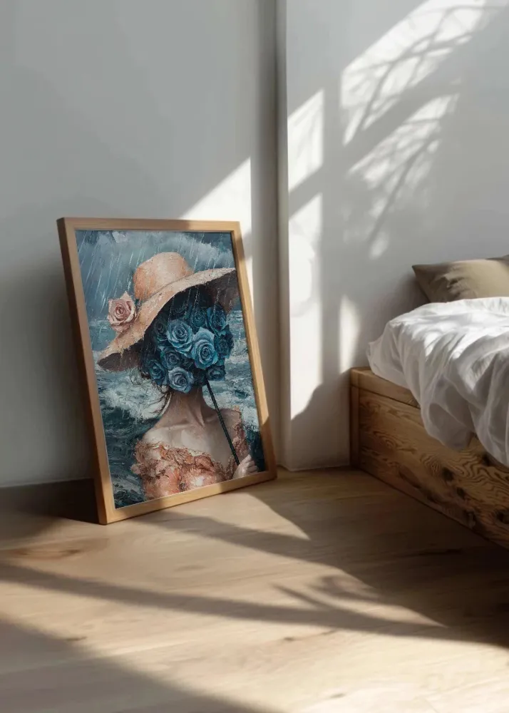 Mujer del ramo de flores azul Fine Artic