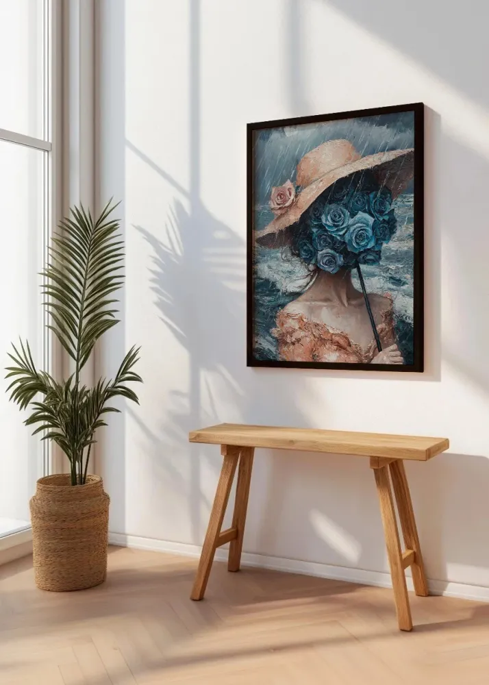 Mujer del ramo de flores azul Fine Artic