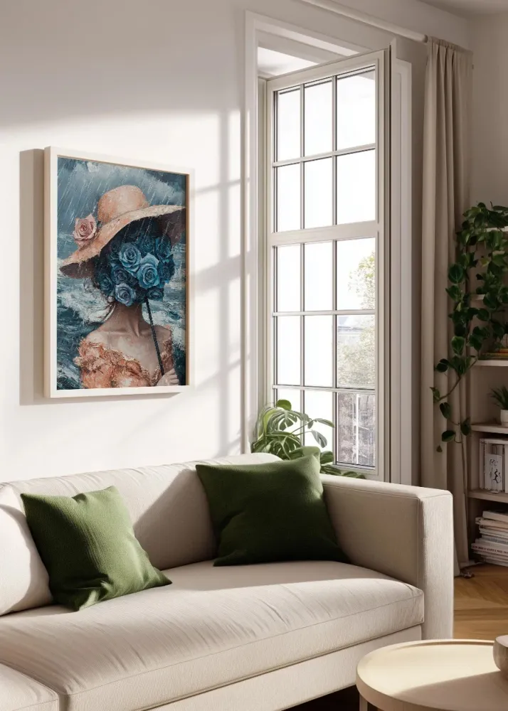 Mujer del ramo de flores azul Fine Artic