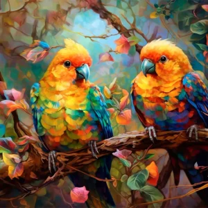 Periquitos de colores alegres Fine Artic