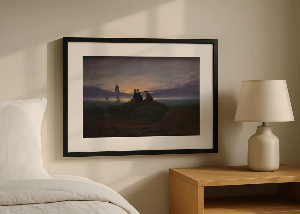 Salida de la luna junto al mar (Friedrich) Fine Artic