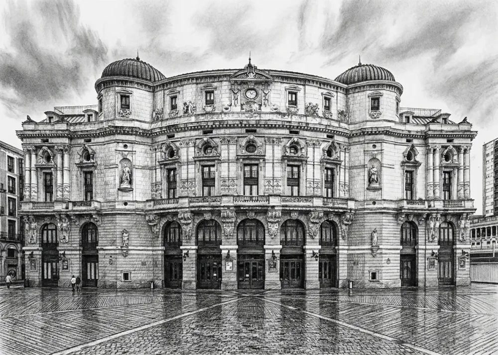 Teatro Arriaga estilo lápiz Fine Artic