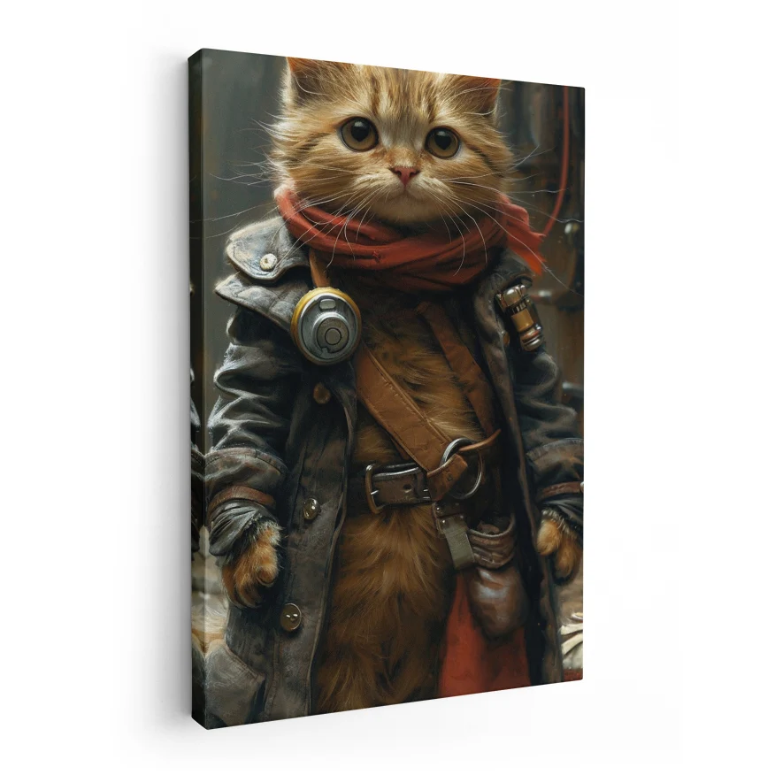 Gato Abrigo de Cuero Poster