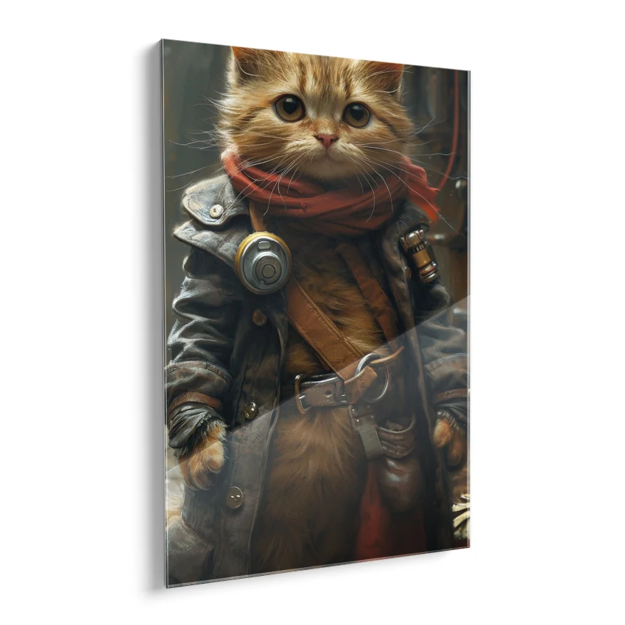 Gato Abrigo de Cuero Poster