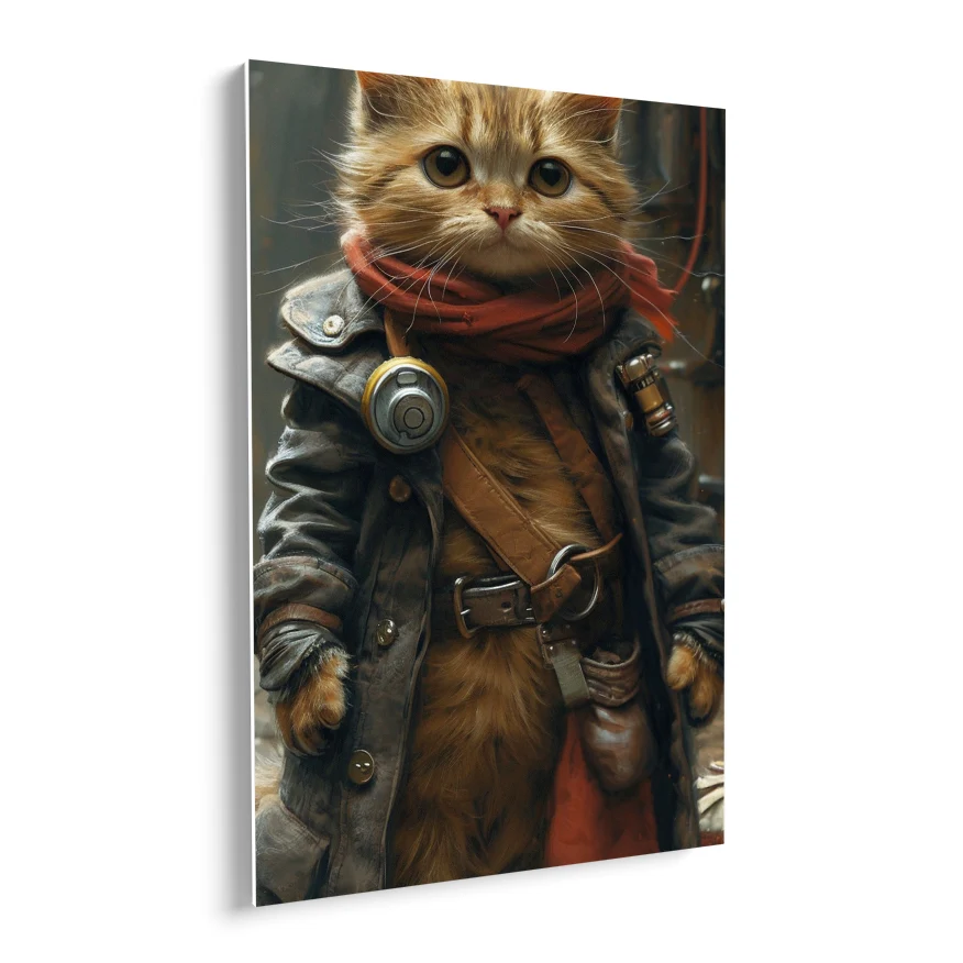 Gato Abrigo de Cuero Poster