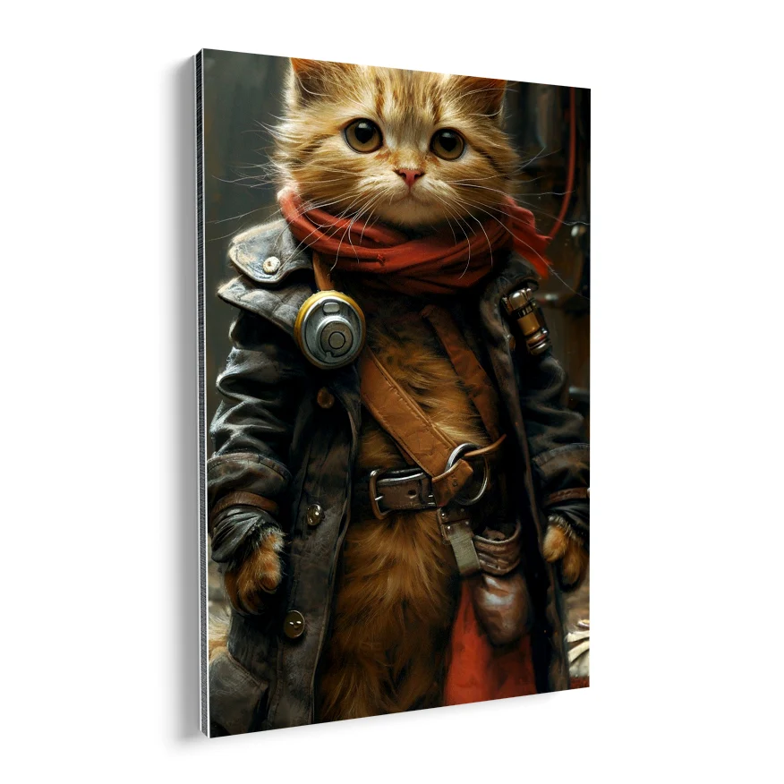 Gato Abrigo de Cuero Poster