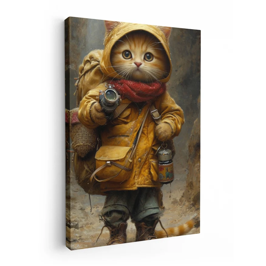 Gato Explorador con Cámara Poster