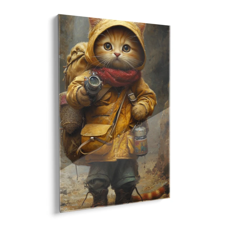 Gato Explorador con Cámara Poster