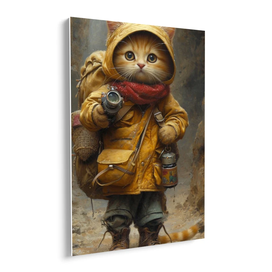 Gato Explorador con Cámara Poster
