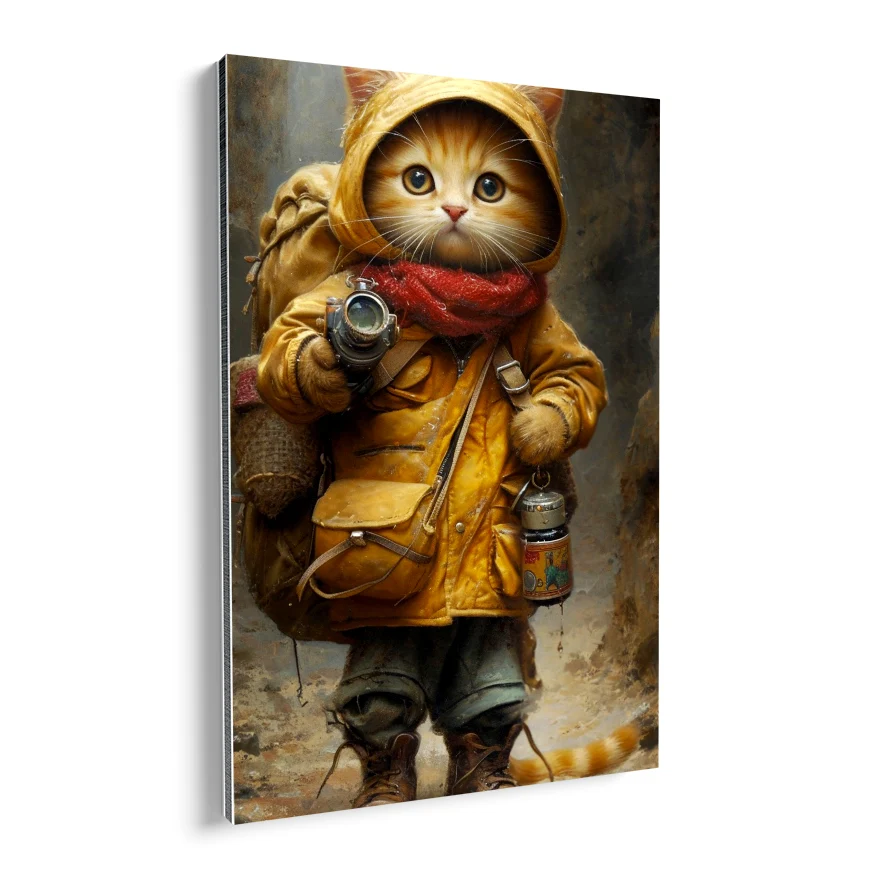 Gato Explorador con Cámara Poster