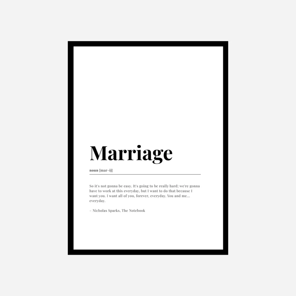 Marriage Dictionary Art Print Good Words
