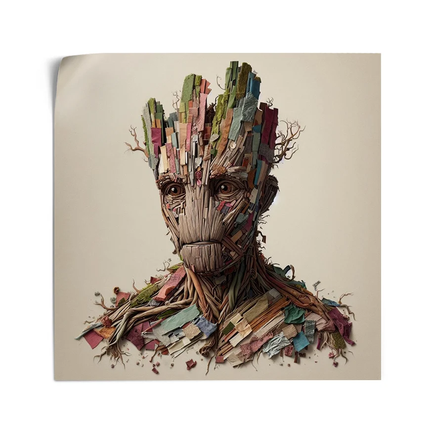 Groot 3/4 Raices Tela Colores Poster