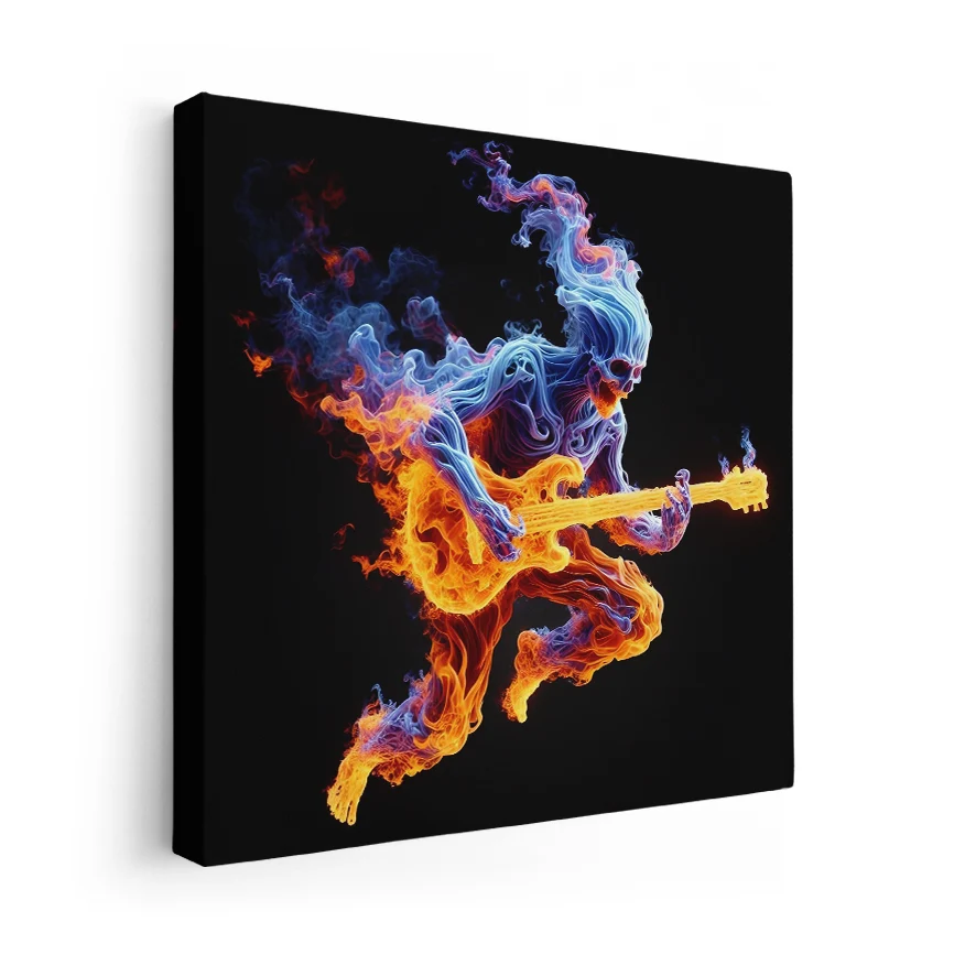 Guitarrista En Llamas Saltando Poster