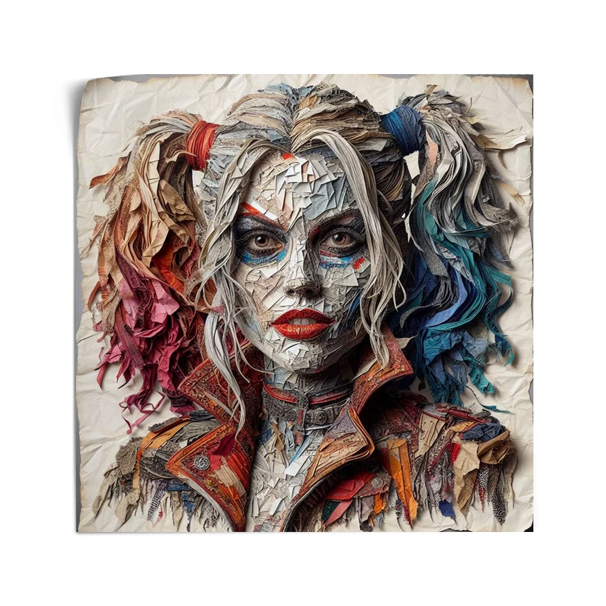 HarleyQuinn Coletas Telas Colores Poster