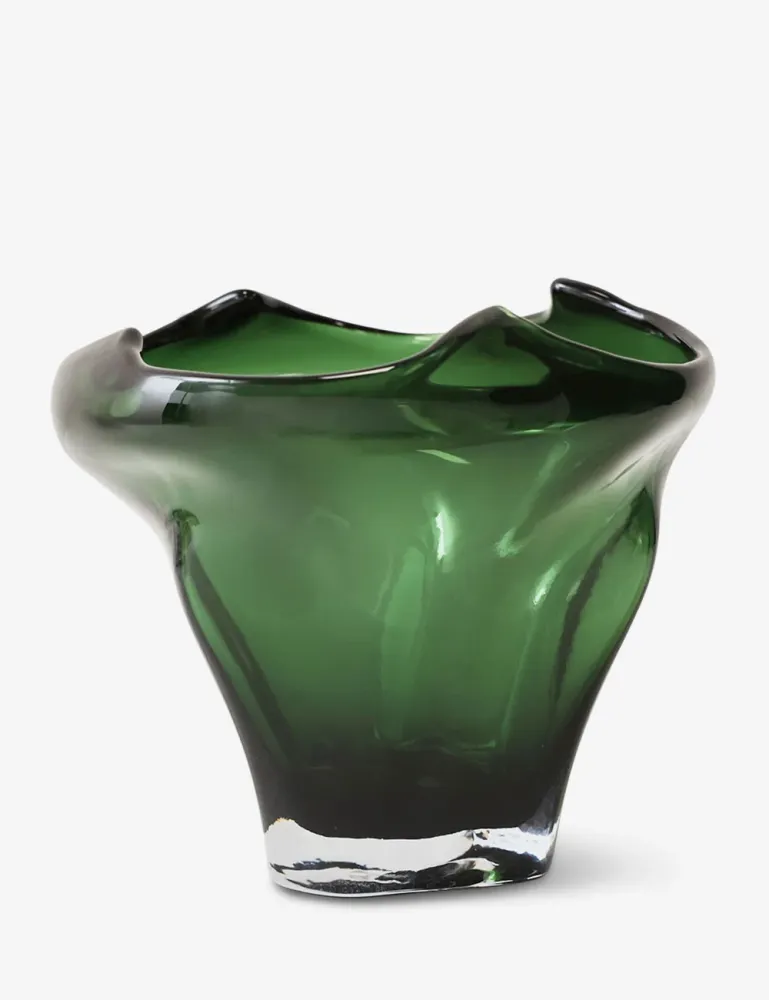 Jarrón mid folded emerald HKLIVING