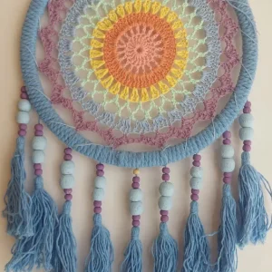 Atrapasueños Tejido y Macrame (azul celeste) Holistic Concept Mx